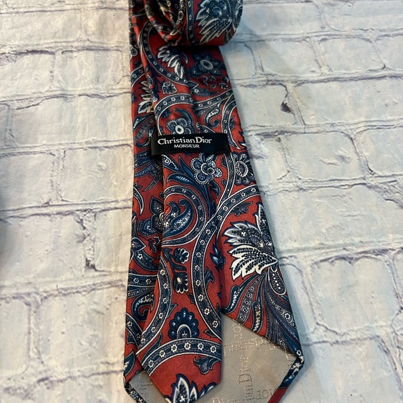 CHRISTIAN DIOR LOT OF (3) PATTERN MENS SILK TIES POLKA DOTS/PAISLEY/TINY PRINT - Picture 10 of 12